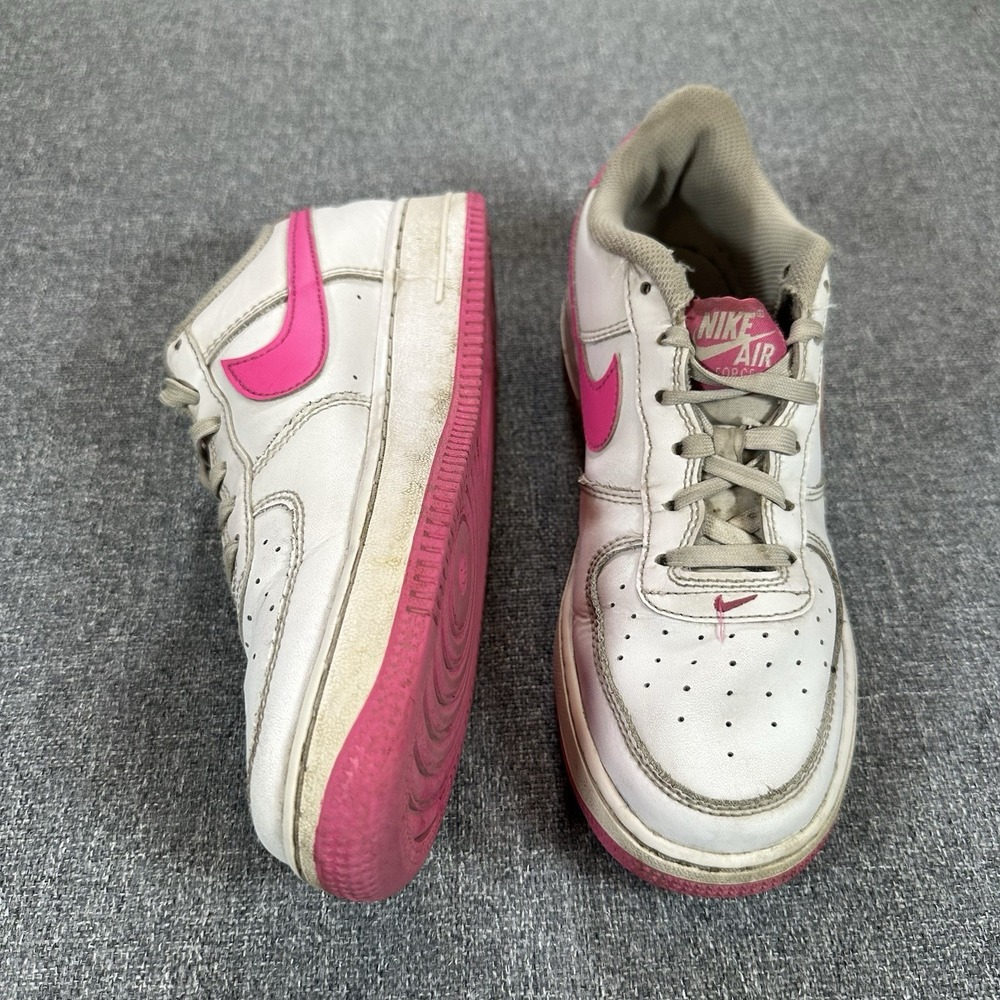 Nike Air Forceβ 1 Shoes Youth Size 5Y White Custom PINK SWOOSH Low Top Sneakers